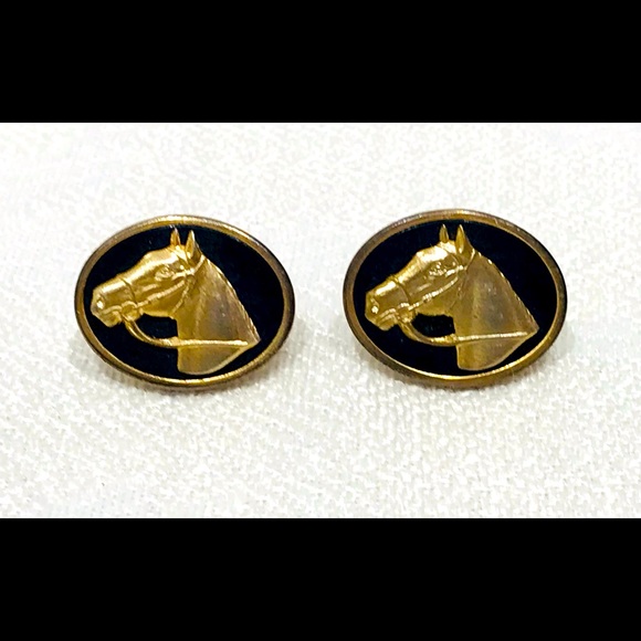 Vintage Other - Vintage Gold-Black Equestrian Cuff Links